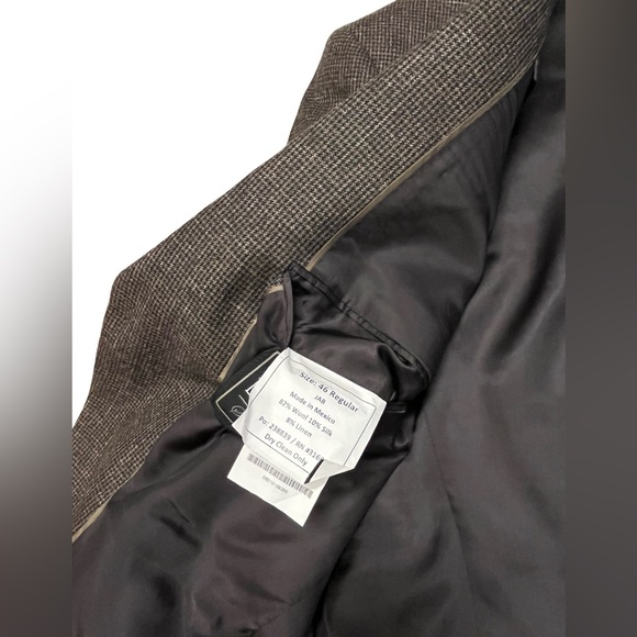 Jos. A. Bank 46R Men’s Brown Houndstooth Sports Coat Blazer Wool Silk Linen - Picture 8 of 12
